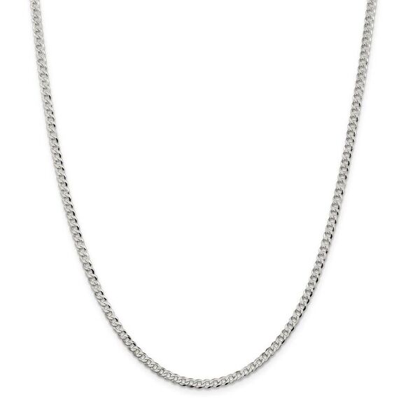 3.2mm, Sterling Silver, Solid Beveled Curb Chain Necklace, 18 Inch